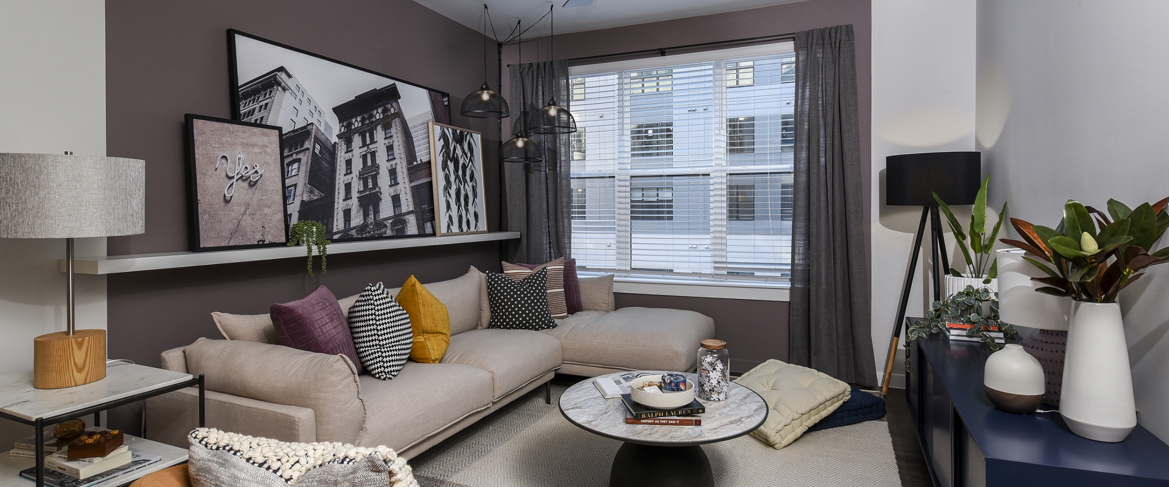 Cozy living room at our apartments for rent in Federal Hill.